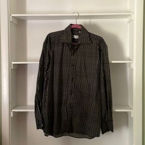 T.M. Lewin 100% Cotton XL Long Sleeve Black Print Men’s Shirt, Double Button